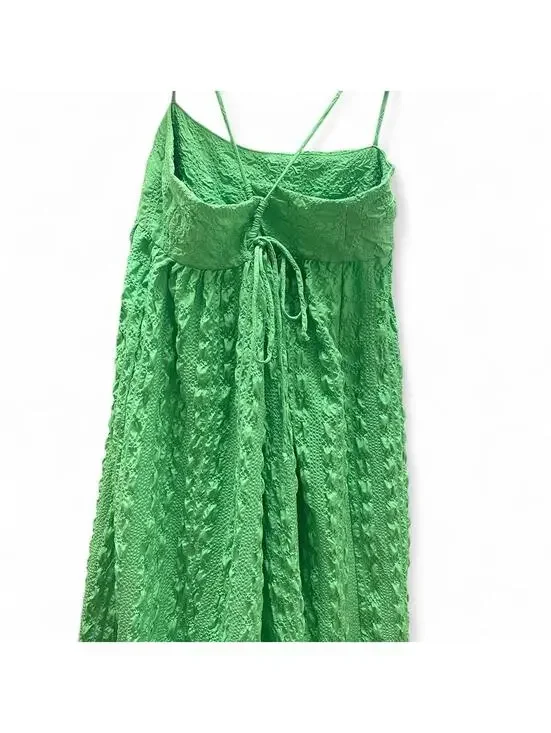 Zara green maxi textured dress with open back - Picture 6 of 6